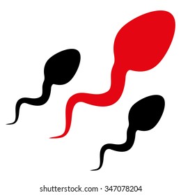Sperm vector icon. Style is bicolor flat symbol, intensive red and black colors, rounded angles, white background.