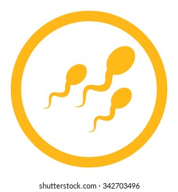 Sperm vector icon. Style is flat rounded symbol, yellow color, rounded angles, white background.