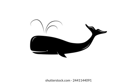 Sperm whale, black isolated silhouette