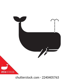 Icono de glifo vector de explosión de ballena esperma