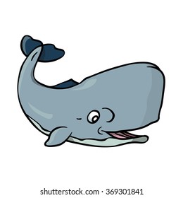 Sperm whale cartoon, vector illustration
