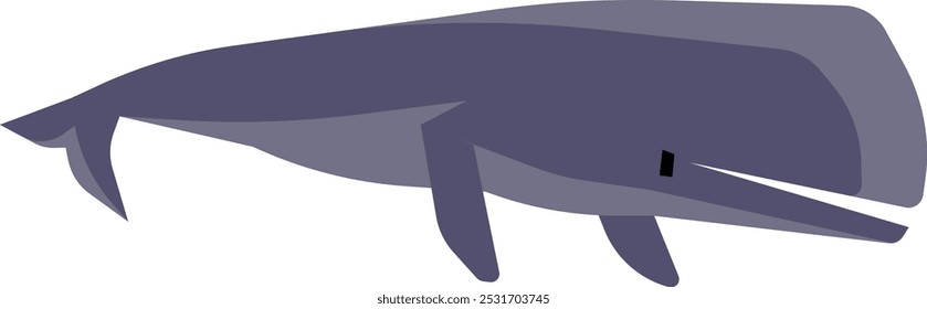 Sperm whale color icon. Blue ocean animal