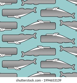 Sperm whale Engraving pattern seamless. Cachalot etching background