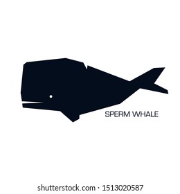 Sperm whale fish animal logo icon sign silhouette Modern geometric design style Fashion print for clothes apparel greeting invitation card picture banner poster flyer websites Vector