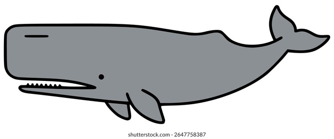 sperm whale fish wild animal sea marine life flat color vector illustration template design