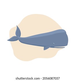 Sperm whale marine mammal. Cute childish illustration in pastel colors. Beautiful delicate print. Can be used to print on clothing or gift cards.