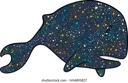 sperm whale painted starry sky