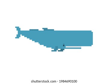 Óxido de píxel de ballena esperma de 8 bits. cacalote pixelado gran ballena de 8 bits