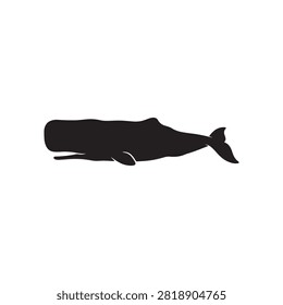 Diseño plano de Vector de icono de silueta de ballena de esperma
