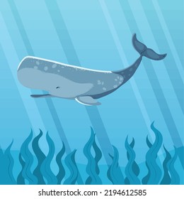 ballena espermática en el mar de superficie, diseño