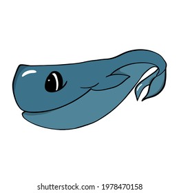 Sperm whale. Vector illustration in cartoon style. Can be used as stickers, decals, to decorate children's rooms. Isolated on white background
