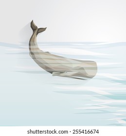 sperm whale vector illustration swimming underwater