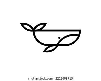 sperm whale vector line icon