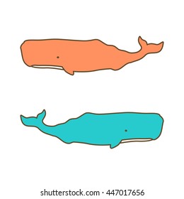 Sperm Whales. Vector illustration. Isolated on a white background.
