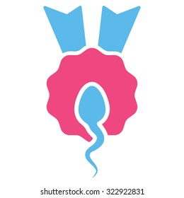 Sperm Winner vector icon. Style is bicolor flat symbol, pink and blue colors, rounded angles, white background.