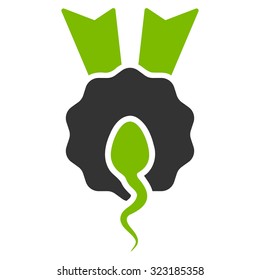 Sperm Winner vector icon. Style is bicolor flat symbol, eco green and gray colors, rounded angles, white background.