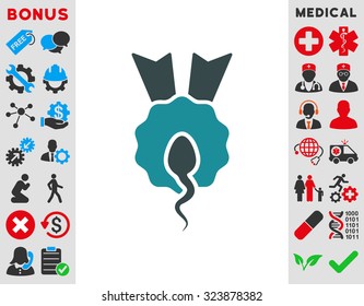 Sperm Winner vector icon. Style is bicolor flat symbol, soft blue colors, rounded angles, white background.
