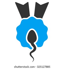 Sperm Winner vector icon. Style is bicolor flat symbol, blue and gray colors, rounded angles, white background.
