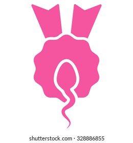 Sperm Winner vector icon. Style is flat symbol, pink color, rounded angles, white background.