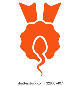 Sperm Winner vector icon. Style is flat symbol, orange color, rounded angles, white background.