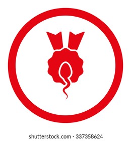 Sperm Winner vector icon. Style is flat rounded symbol, red color, rounded angles, white background.