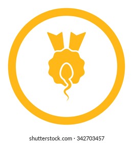 Sperm Winner vector icon. Style is flat rounded symbol, yellow color, rounded angles, white background.