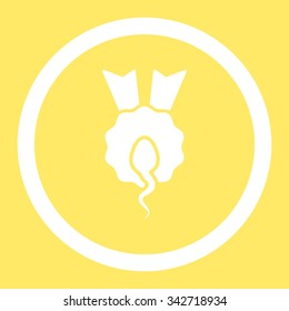 Sperm Winner vector icon. Style is flat rounded symbol, white color, rounded angles, yellow background.