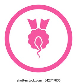 Sperm Winner vector icon. Style is flat rounded symbol, pink color, rounded angles, white background.