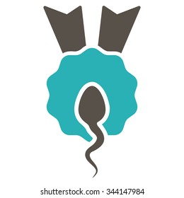Sperm Winner vector icon. Style is bicolor flat symbol, grey and cyan colors, rounded angles, white background.