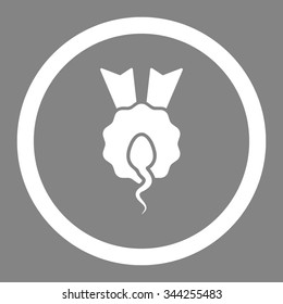 Sperm Winner vector icon. Style is flat rounded symbol, white color, rounded angles, gray background.