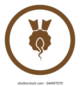 Sperm Winner vector icon. Style is flat rounded symbol, brown color, rounded angles, white background.