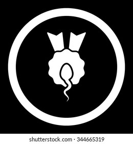 Sperm Winner vector icon. Style is flat rounded symbol, white color, rounded angles, black background.