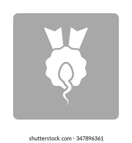 Sperm Winner vector icon. Style is flat rounded square button, white and silver colors, white background.