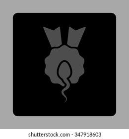Sperm Winner vector icon. Style is flat rounded square button, gray and black colors, silver background.