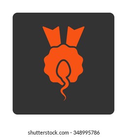 Sperm Winner vector icon. Style is flat rounded square button, orange and gray colors, white background.