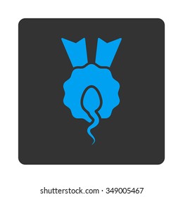 Sperm Winner vector icon. Style is flat rounded square button, blue and gray colors, white background.