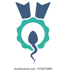 Sperm Winner vector icon. Style is bicolor flat symbol, cobalt and cyan colors, rounded angles, white background.