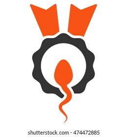 Sperm Winner vector icon. Style is bicolor flat symbol, orange and gray colors, rounded angles, white background.