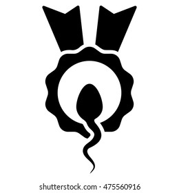 Sperm Winner vector icon. Style is flat symbol, black color, rounded angles, white background.