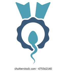 Sperm Winner vector icon. Style is bicolor flat symbol, cyan and blue colors, rounded angles, white background.
