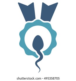 Sperm Winner vector icon. Style is bicolor flat symbol, cyan and blue colors, rounded angles, white background.