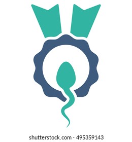Sperm Winner vector icon. Style is bicolor flat symbol, cobalt and cyan colors, rounded angles, white background.
