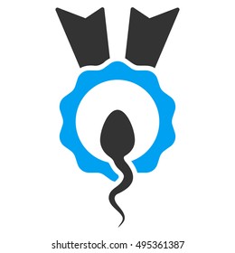 Sperm Winner vector icon. Style is bicolor flat symbol, blue and gray colors, rounded angles, white background.