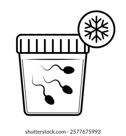 Spermatozoa frozen in a container for artificial insemination or in vitro fertilization icon symbol illustration