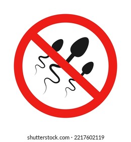 Spermatozoa and prohibited flat symbol. The concept of male contraception.