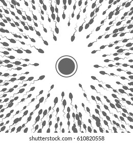 A lot of spermatozoa rushed to the center to the egg