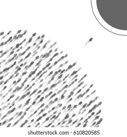 A lot of spermatozoa rushed to the egg