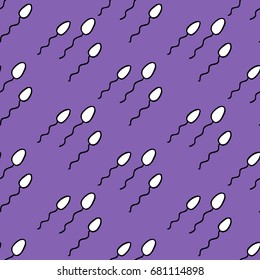 Spermatozoid seamless doodle pattern
