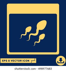 Spermatozoids Calendar Page icon. Vector EPS illustration style is flat iconic symbol, yellow color.
