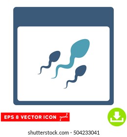Spermatozoids Calendar Page icon. Vector EPS illustration style is flat iconic bicolor symbol, cyan and blue colors.